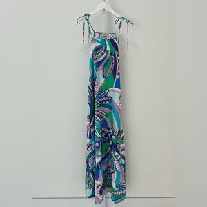 EMILIO PUCCI BLUE MULTI COTTON MAXI DRESS SIZE IT 42 / US 8 NWTS!